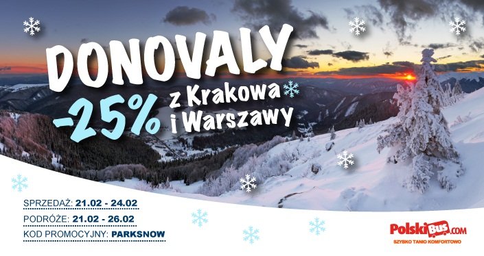 PolskiBus: ferie w Donovaly 25% taniej!