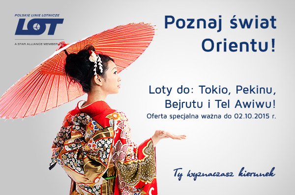 Szalona Środa Polskich Linii Lotniczych LOT promocja na loty do Pekinu, Tokio, Bejrutu, Tel Awiwu