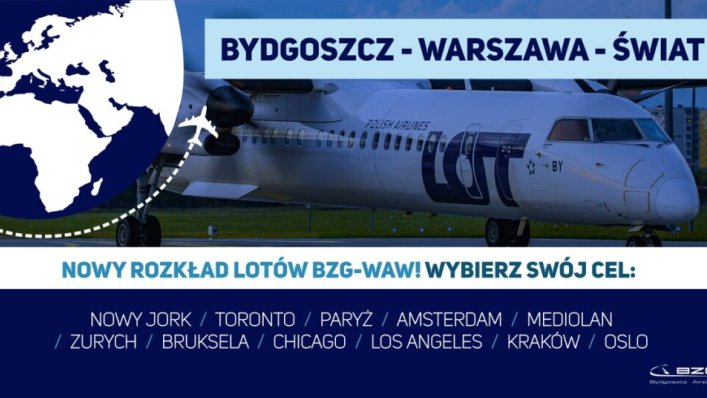Więcej lotów na trasie Bydgoszcz - Warszawa